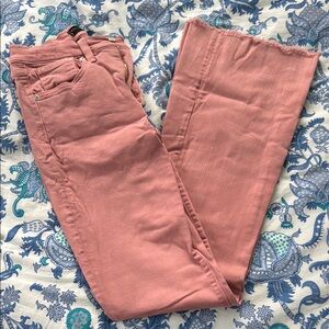 Veronica, Beard, Beverly, skinny flare, high-rise, Pink Frayed Hem Jeans